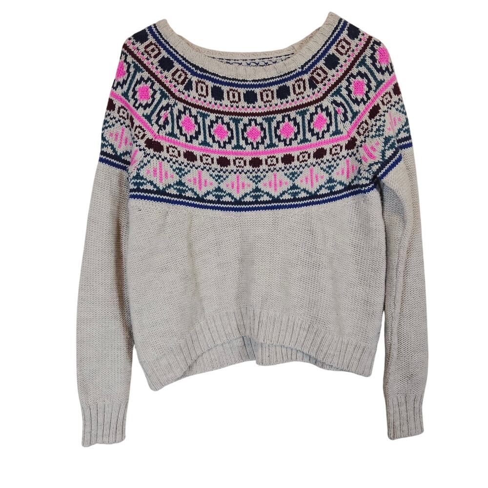 American Eagle Fair Isle Sweater Women's Size Medium Winter Cozy Layer Casual